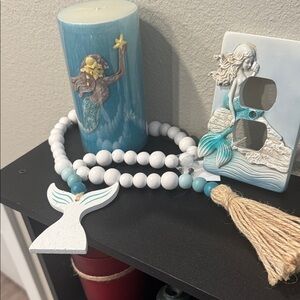 Mermaid Themed Beaded Garland, candle light switch